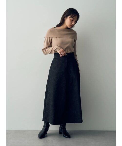 YECCA VECCA（イェッカヴェッカ）の「ふくれジャガード中綿フレアスカート（スカート・レディース・ブラック/ブルー/キャメル・S/M）」の13枚目の写真