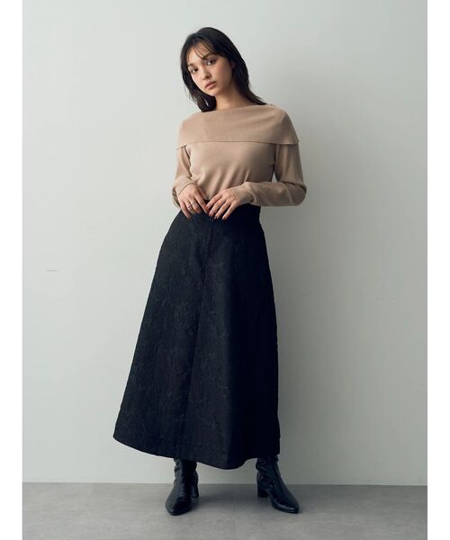 YECCA VECCA（イェッカヴェッカ）の「ふくれジャガード中綿フレアスカート（スカート・レディース・ブラック/ブルー/キャメル・S/M）」の14枚目の写真