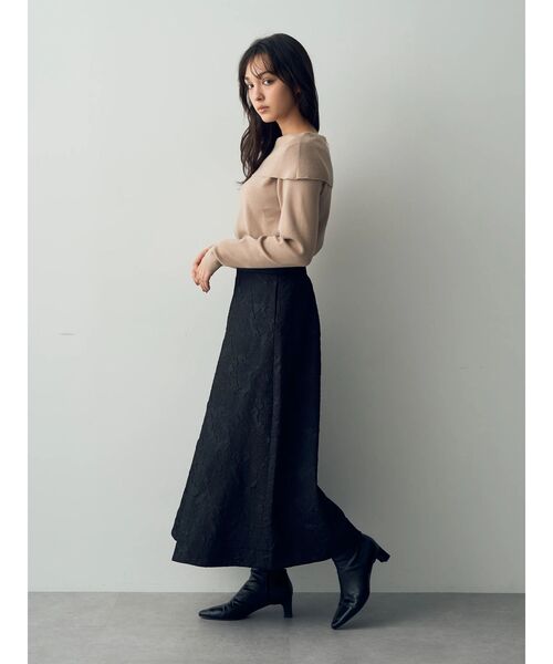 YECCA VECCA（イェッカヴェッカ）の「ふくれジャガード中綿フレアスカート（スカート・レディース・ブラック/ブルー/キャメル・S/M）」の15枚目の写真