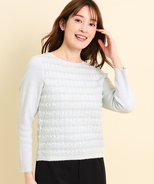 【セール】【洗える／ツィード風／素材ミックス感】一枚で決まる、華やぐニットプルオーバー（ニット/セーター）｜COUP DE CHANCE（クードシャンス）