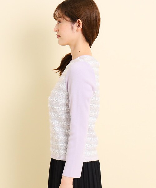 【セール】【洗える／ツィード風／素材ミックス感】一枚で決まる、華やぐニットプルオーバー（ニット/セーター）｜COUP DE CHANCE（クードシャンス）