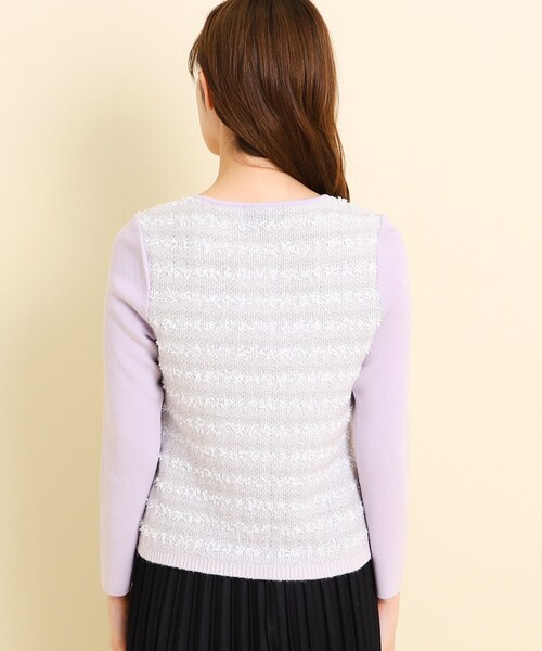 【セール】【洗える／ツィード風／素材ミックス感】一枚で決まる、華やぐニットプルオーバー（ニット/セーター）｜COUP DE CHANCE（クードシャンス）