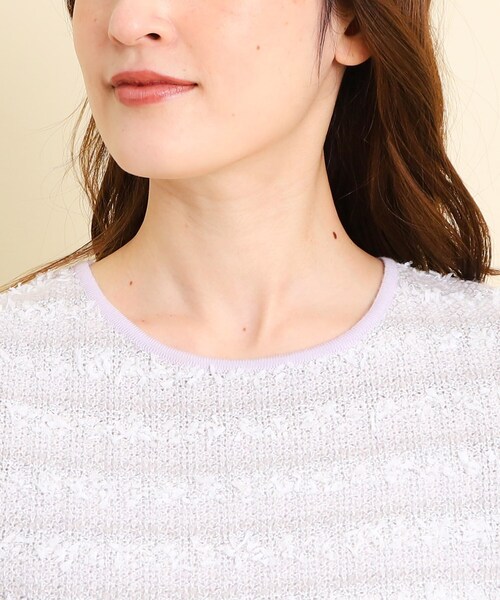 【セール】【洗える／ツィード風／素材ミックス感】一枚で決まる、華やぐニットプルオーバー（ニット/セーター）｜COUP DE CHANCE（クードシャンス）