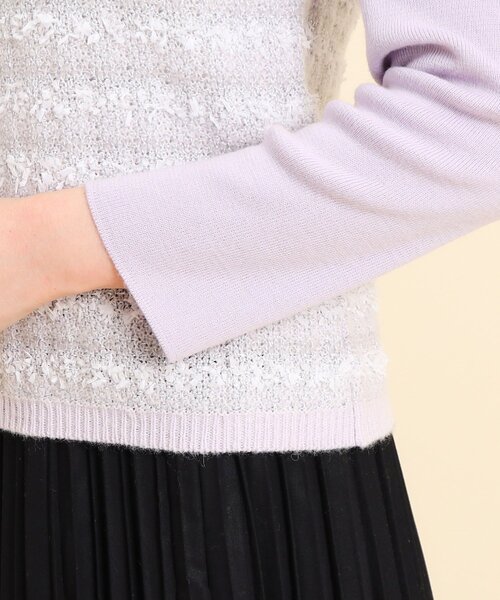 【セール】【洗える／ツィード風／素材ミックス感】一枚で決まる、華やぐニットプルオーバー（ニット/セーター）｜COUP DE CHANCE（クードシャンス）