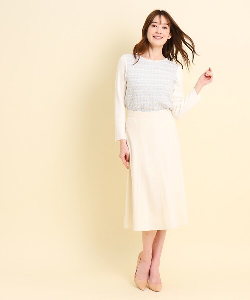 【セール】【洗える／ツィード風／素材ミックス感】一枚で決まる、華やぐニットプルオーバー（ニット/セーター）｜COUP DE CHANCE（クードシャンス）