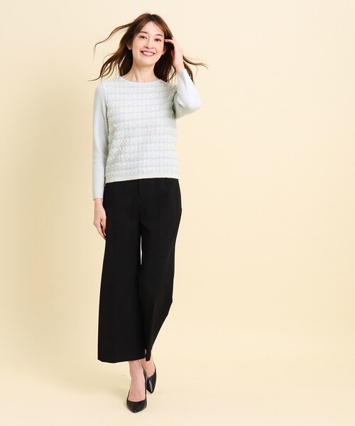 【セール】【洗える／ツィード風／素材ミックス感】一枚で決まる、華やぐニットプルオーバー（ニット/セーター）｜COUP DE CHANCE（クードシャンス）