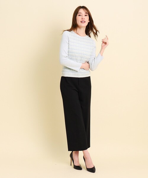 【セール】【洗える／ツィード風／素材ミックス感】一枚で決まる、華やぐニットプルオーバー（ニット/セーター）｜COUP DE CHANCE（クードシャンス）