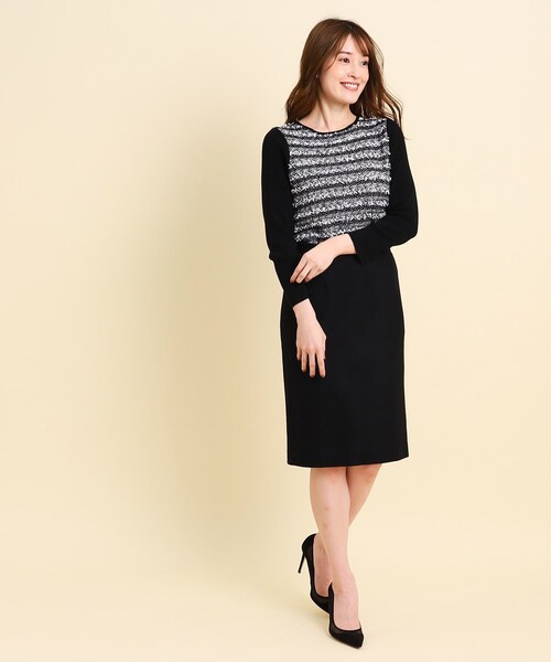 【セール】【洗える／ツィード風／素材ミックス感】一枚で決まる、華やぐニットプルオーバー（ニット/セーター）｜COUP DE CHANCE（クードシャンス）