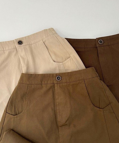 Cham.（チャム）の「Aラインフレアスカート（スカート・レディース・カーキ/オフホワイト/ブラウン・F）」の4枚目の写真