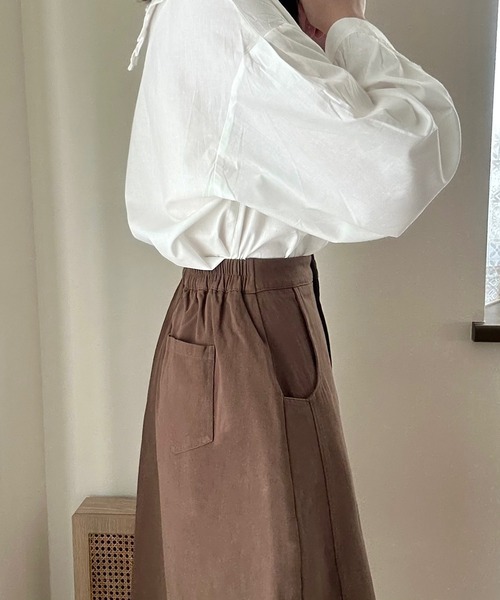 Cham.（チャム）の「Aラインフレアスカート（スカート・レディース・カーキ/オフホワイト/ブラウン・F）」の11枚目の写真