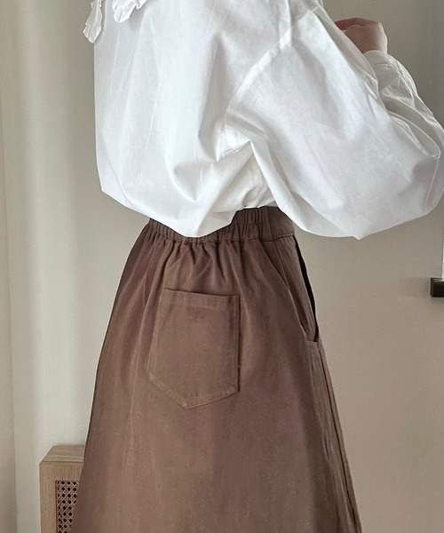 Cham.（チャム）の「Aラインフレアスカート（スカート・レディース・カーキ/オフホワイト/ブラウン・F）」の12枚目の写真
