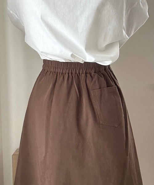 Cham.（チャム）の「Aラインフレアスカート（スカート・レディース・カーキ/オフホワイト/ブラウン・F）」の14枚目の写真