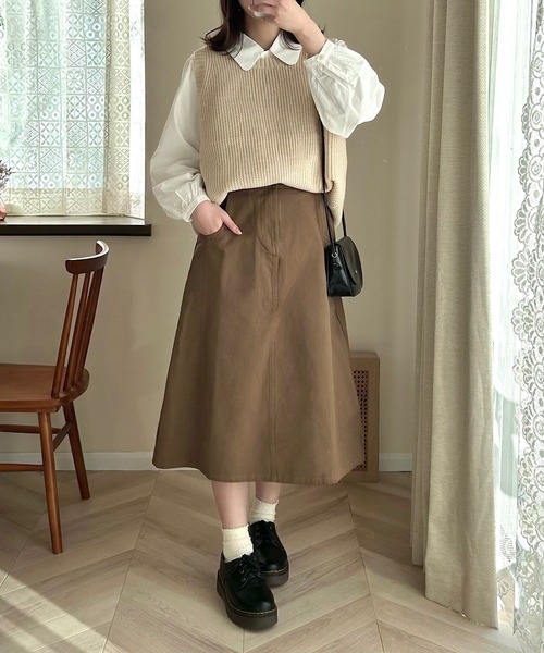 Cham.（チャム）の「Aラインフレアスカート（スカート・レディース・カーキ/オフホワイト/ブラウン・F）」の19枚目の写真