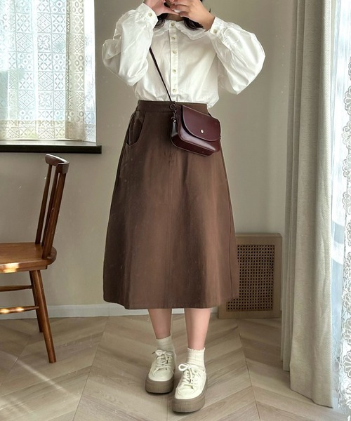 Cham.（チャム）の「Aラインフレアスカート（スカート・レディース・カーキ/オフホワイト/ブラウン・F）」の21枚目の写真