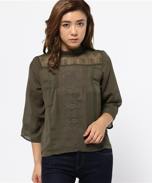 Chico（チコ）の「レース刺繍BL（シャツ/ブラウス・レディース・アイボリー/カーキ/ブラック・FREE）」の14枚目の写真