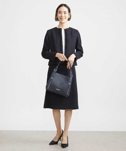 MICHEL KLEIN（ミッシェル・クラン）の「[セットアップ対応]ファンシーツイードセミタイトスカート（スカート・レディース・グレー/ネイビー・38/36/40）」の4枚目の写真