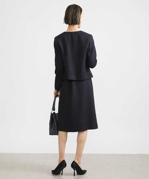 MICHEL KLEIN（ミッシェル・クラン）の「[セットアップ対応]ファンシーツイードセミタイトスカート（スカート・レディース・グレー/ネイビー・38/36/40）」の3枚目の写真