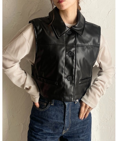 She's Closet（シーズクローゼット）の「合皮フェイクレザー襟