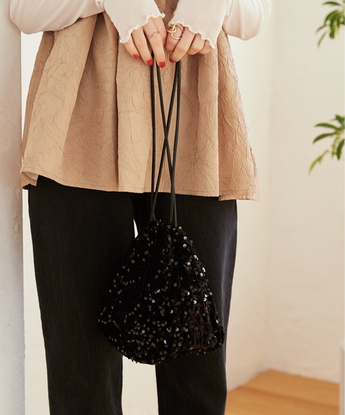 ANGIE（アンジー）の「スパンコール巾着バッグ（ハンドバッグ・レディース・ブラック/シルバー・FREE）」の22枚目の写真