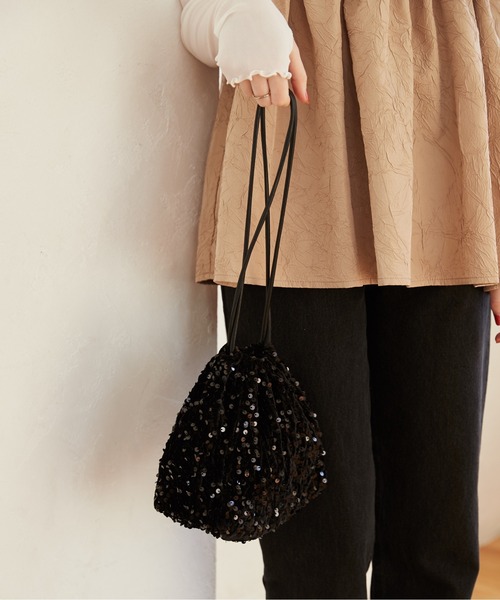 ANGIE（アンジー）の「スパンコール巾着バッグ（ハンドバッグ・レディース・ブラック/シルバー・FREE）」の21枚目の写真