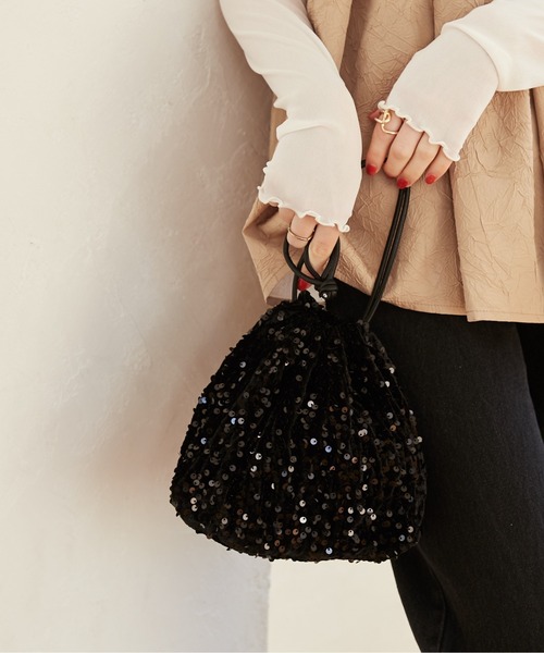 ANGIE（アンジー）の「スパンコール巾着バッグ（ハンドバッグ・レディース・ブラック/シルバー・FREE）」の20枚目の写真