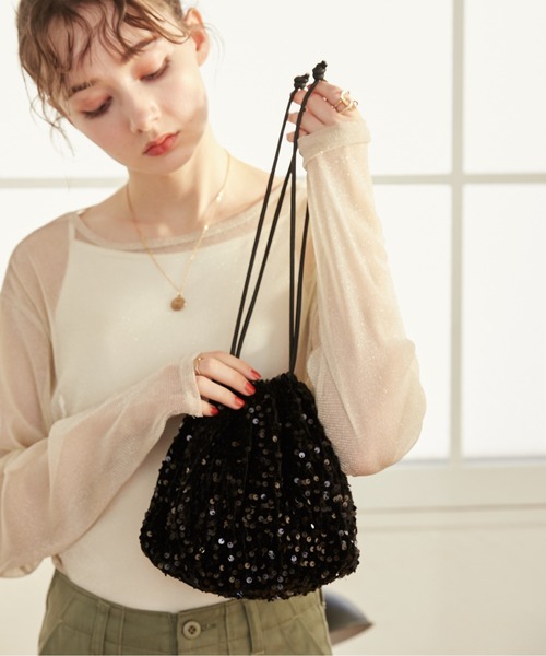 ANGIE（アンジー）の「スパンコール巾着バッグ（ハンドバッグ・レディース・ブラック/シルバー・FREE）」の19枚目の写真