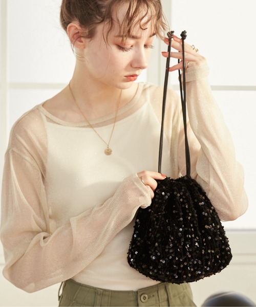 ANGIE（アンジー）の「スパンコール巾着バッグ（ハンドバッグ・レディース・ブラック/シルバー・FREE）」の18枚目の写真