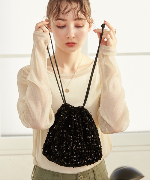 ANGIE（アンジー）の「スパンコール巾着バッグ（ハンドバッグ・レディース・ブラック/シルバー・FREE）」の17枚目の写真