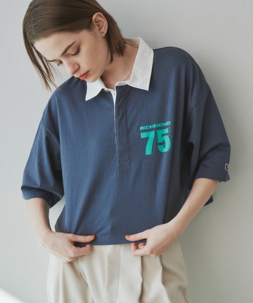 Unitage(ユニテージ)の「BIGロゴラガーTEE(Tシャツ/カットソー・レディース・ネイビー/ピンク・FREE)」の1枚目の写真