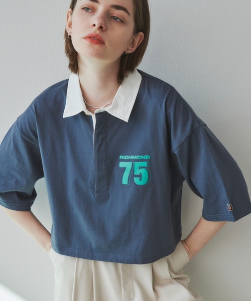 Unitage(ユニテージ)の「BIGロゴラガーTEE(Tシャツ/カットソー・レディース・ネイビー/ピンク・FREE)」の7枚目の写真