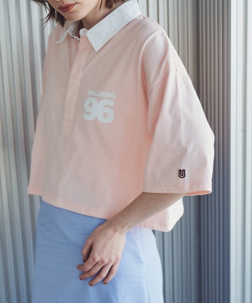 Unitage(ユニテージ)の「BIGロゴラガーTEE(Tシャツ/カットソー・レディース・ネイビー/ピンク・FREE)」の4枚目の写真