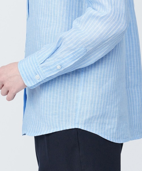 新品★手洗可 レギュラーカラー長袖シャツ ブルー Edition ¥30800 無印良品 ブラウス シャツ 婦人 洗いざらし ブロードレギュラー