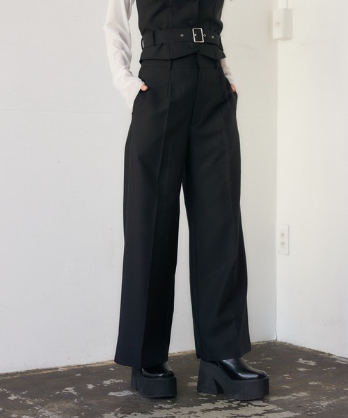 ENVYM（アンビー）の「バックスリットスラックスパンツ（スラックス・レディース・グレー/ブラック・MEDIUM/SMALL）」の8枚目の写真