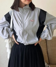 ロゴワッペン付きドロスト配色ブルゾン