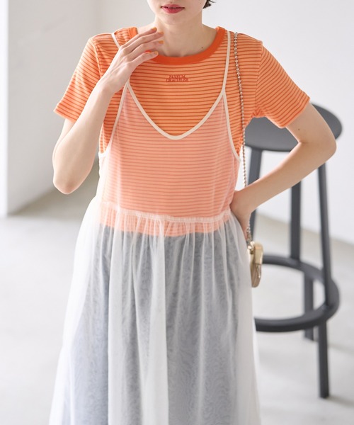 ROPE' PICNIC(ロペピクニック)の「バックリボンチュールキャミワンピース(ワンピース・レディース・オフホワイト/ブラック/チャコールグレー・38)」の5枚目の写真
