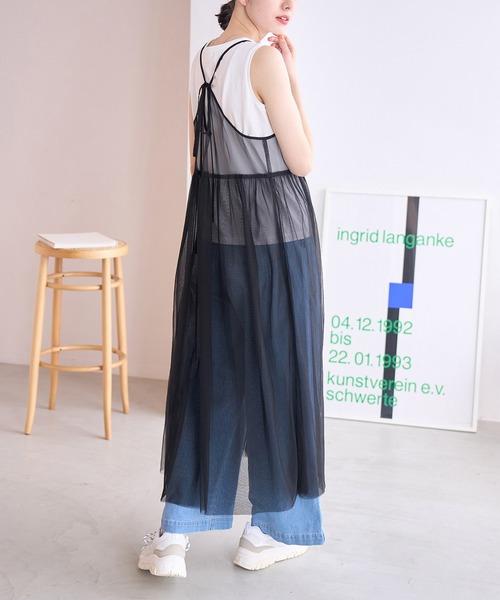 ROPE' PICNIC(ロペピクニック)の「バックリボンチュールキャミワンピース(ワンピース・レディース・オフホワイト/ブラック/チャコールグレー・38)」の6枚目の写真