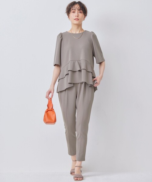 組曲（クミキョク）の「ジョーゼットジャージーフリルブラウス（シャツ/ブラウス・レディース・ブラウン系/ブラック系/ベージュ系/ライトグレー系/サックスブルー系/ネイビー系9・3/2）」の22枚目の写真