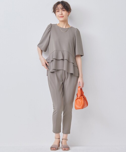 組曲（クミキョク）の「ジョーゼットジャージーフリルブラウス（シャツ/ブラウス・レディース・ブラウン系/ブラック系/ベージュ系/ライトグレー系/サックスブルー系/ネイビー系9・3/2）」の21枚目の写真