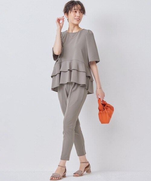 組曲（クミキョク）の「ジョーゼットジャージーフリルブラウス（シャツ/ブラウス・レディース・ブラウン系/ブラック系/ベージュ系/ライトグレー系/サックスブルー系/ネイビー系9・3/2）」の20枚目の写真