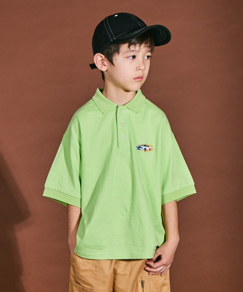 PAIRMANON STREET（ペアマノンストリート）の「【PAIRMANON STREET】ビッグシルエット ワンポイント 刺繍 半袖 ポロシャツ（ポロシャツ・キッズ・イエロー系その他/ブラック系その他/グリーン系その他/ベージュ系その他/ホワイト系その他・100/150/130/140/110/90/120）」の4枚目の写真