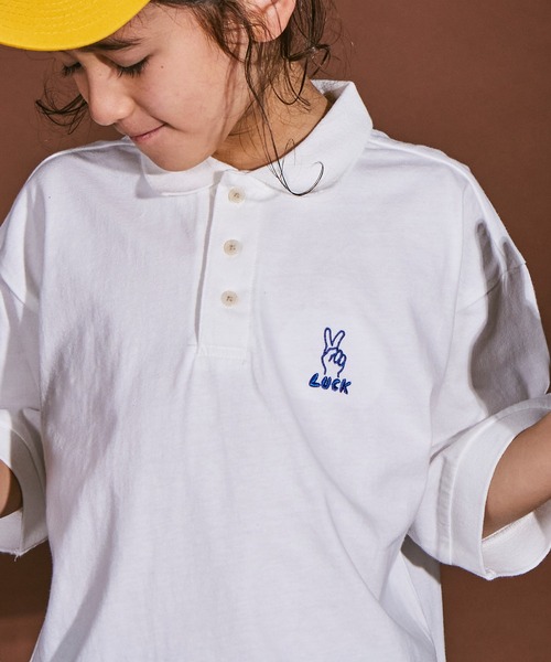 PAIRMANON STREET（ペアマノンストリート）の「【PAIRMANON STREET】ビッグシルエット ワンポイント 刺繍 半袖 ポロシャツ（ポロシャツ・キッズ・イエロー系その他/ブラック系その他/グリーン系その他/ベージュ系その他/ホワイト系その他・100/150/130/140/110/90/120）」の6枚目の写真