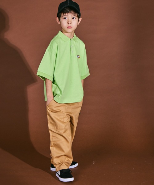 PAIRMANON STREET（ペアマノンストリート）の「【PAIRMANON STREET】ビッグシルエット ワンポイント 刺繍 半袖 ポロシャツ（ポロシャツ・キッズ・イエロー系その他/ブラック系その他/グリーン系その他/ベージュ系その他/ホワイト系その他・100/150/130/140/110/90/120）」の17枚目の写真