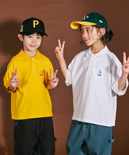 PAIRMANON STREET（ペアマノンストリート）の「【PAIRMANON STREET】ビッグシルエット ワンポイント 刺繍 半袖 ポロシャツ（ポロシャツ・キッズ・イエロー系その他/ブラック系その他/グリーン系その他/ベージュ系その他/ホワイト系その他・100/150/130/140/110/90/120）」の21枚目の写真