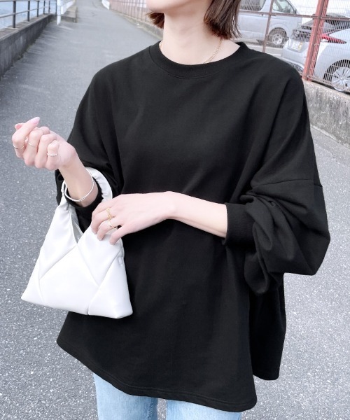 reca(レカ)の「ボリュームスリーブプルオーバー(Tシャツ/カットソー・レディース・ブラック/オフホワイト/ミント・FREE)」の1枚目の写真
