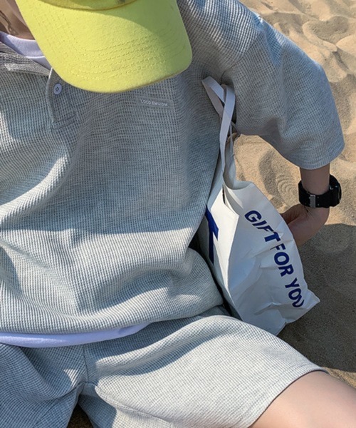 【NOWLE】半袖 ポロカラー シャツ/イージーショーツ セットアップ NOWLE】半袖 ポロカラー シャツ/イージーショーツ セットアップ