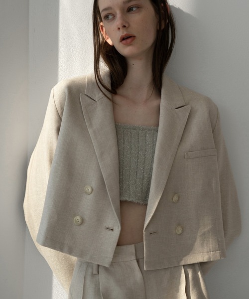 セール】short lame linen twill peaked lapel JK（その他