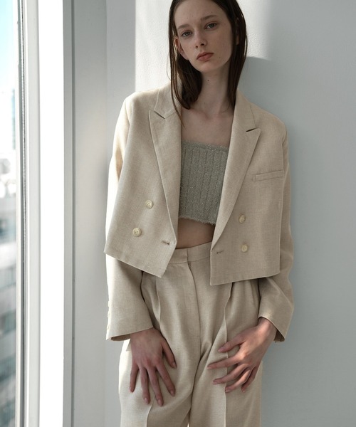 WILLFULLY（ウィルフリー）の「short lame linen twill peaked lapel