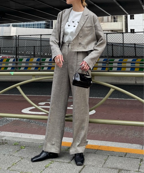 short lame linen twill peaked lapel JK
