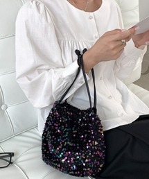 【tood.】スパンコール 巾着ポシェット ショルダーバッグ