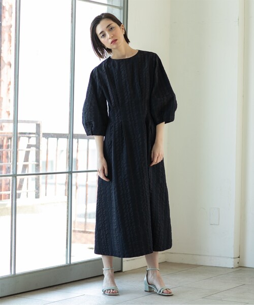 OPAQUE.CLIP（オペークドットクリップ）の「◆サッカーチェックタックフレアワンピース【洗える】（ワンピース・レディース・ブルー系その他/ブラック・36/42/40/38）」の17枚目の写真